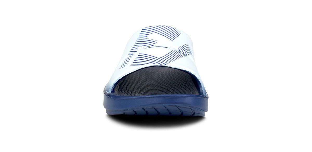 Oofos OOahh Sport Slide Sandal Sandalen Heren Wit Donkerblauw | 597180ZEP