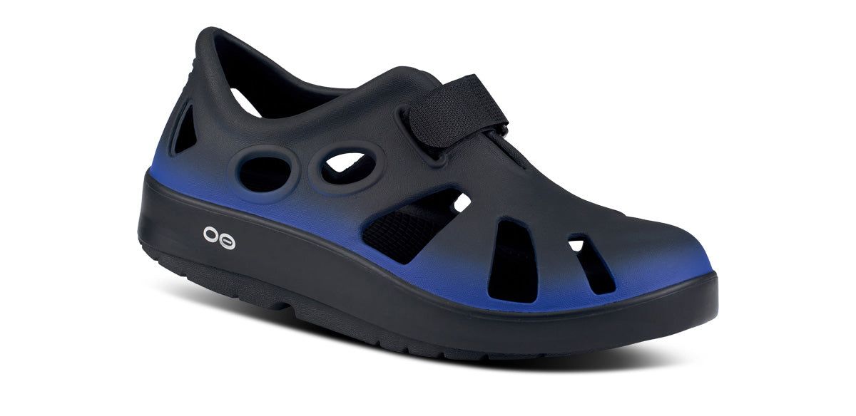 Oofos OOcandoo Sandal Schoenen Dames Zwart Koningsblauw | 073149FIH